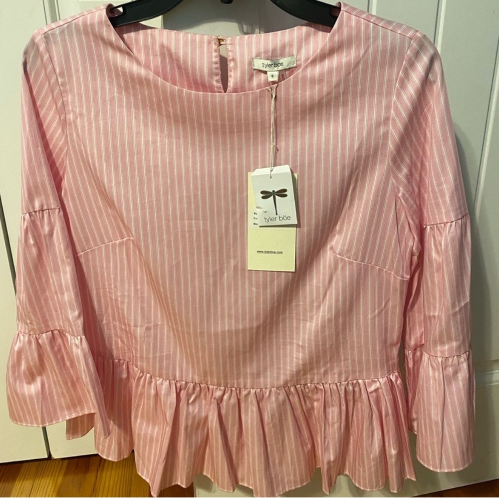 Tyler Boe Blush Pink Striped Blouse